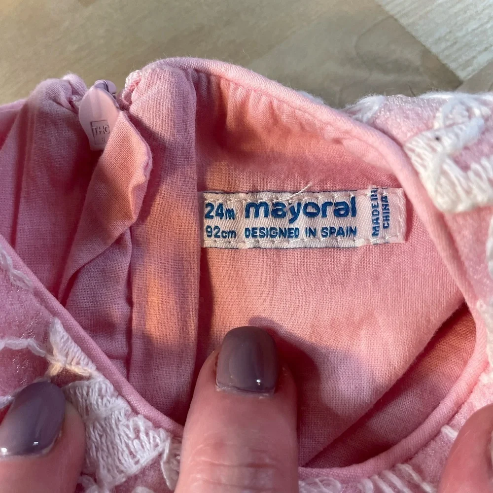 Mayoral Pink and White Floral Lace Dress